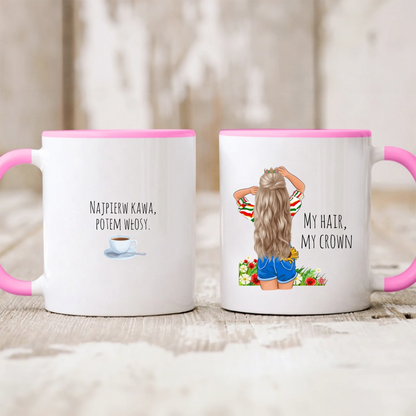 Kubek personalizowany dla kobiety MY HAIR, MY CROWN | z personalizacją imienia i postaci #698