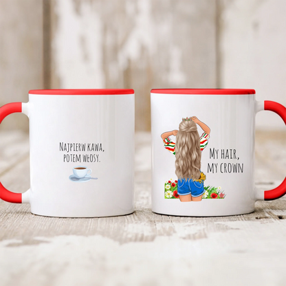 Kubek personalizowany dla kobiety MY HAIR, MY CROWN | z personalizacją imienia i postaci #698