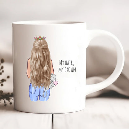 Kubek personalizowany dla kobiety MY HAIR, MY CROWN | z personalizacją imienia #657
