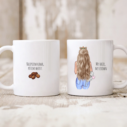 Kubek personalizowany dla kobiety MY HAIR, MY CROWN | z personalizacją imienia #657
