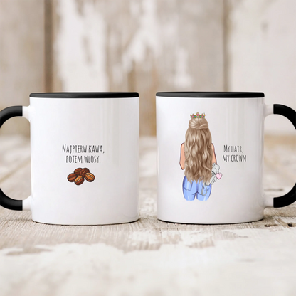 Kubek personalizowany dla kobiety MY HAIR, MY CROWN | z personalizacją imienia #657