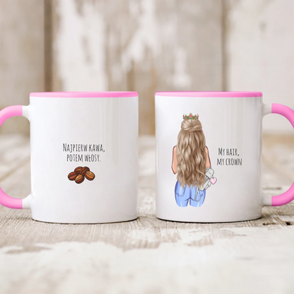 Kubek personalizowany dla kobiety MY HAIR, MY CROWN | z personalizacją imienia #657