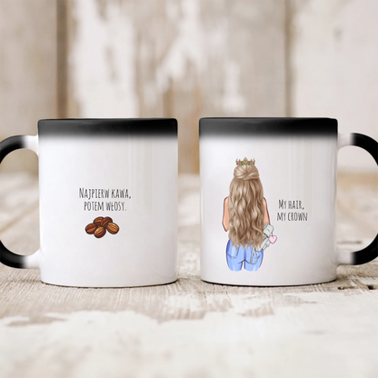 Kubek personalizowany dla kobiety MY HAIR, MY CROWN | z personalizacją imienia #657