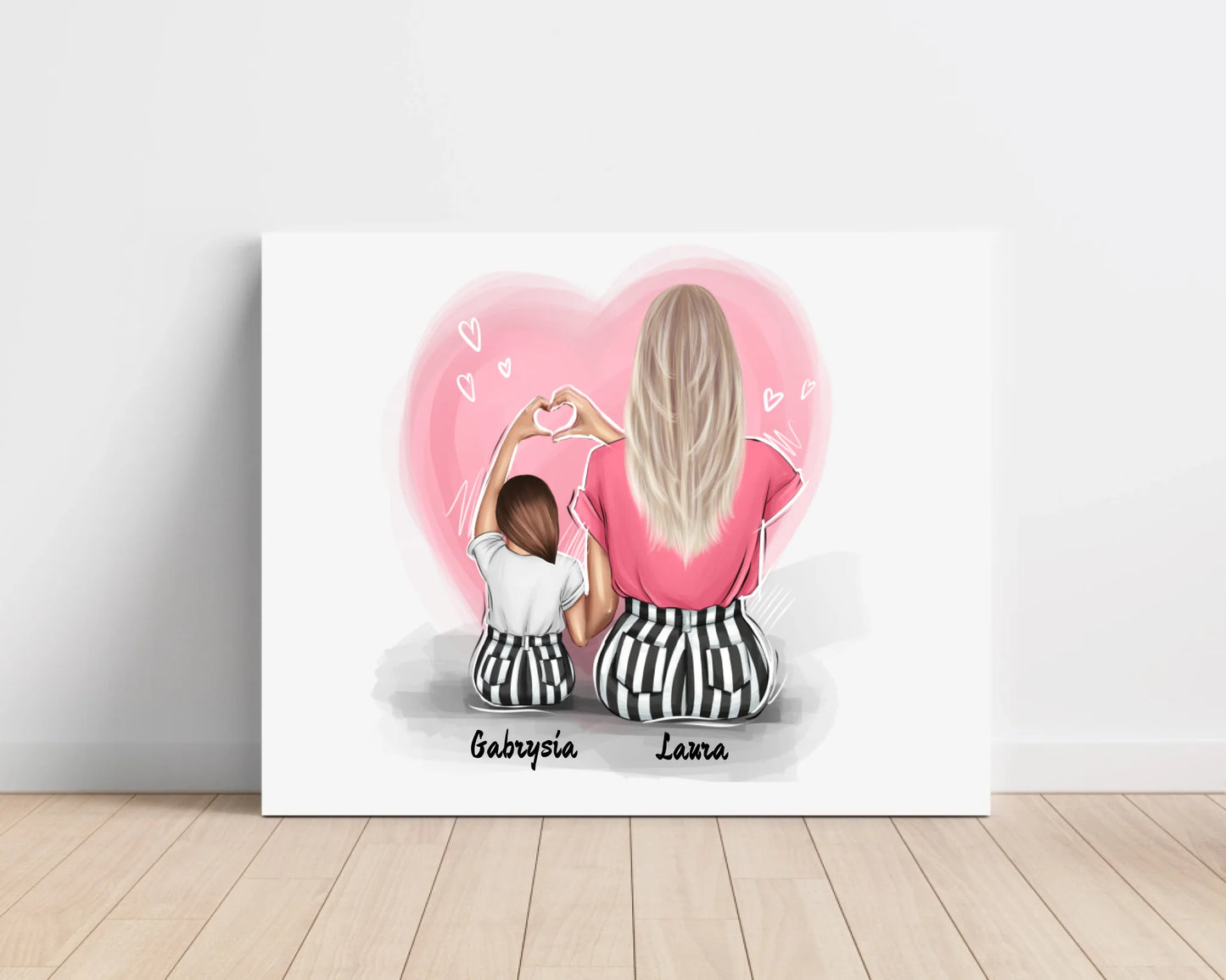 Obraz na płótnie personalizowany ze wzorem Mama + Córka/Syn - Prezent na dzień mamy #9