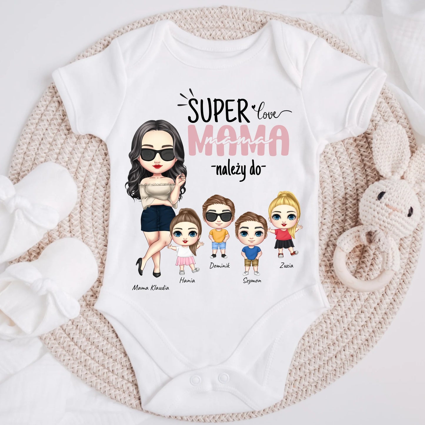 Koszulka dla mamy + 1-4 dzieci - Personalizowana (rodzinna - super mama) #254
