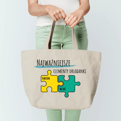 Torba personalizowana dla mamy NAJWAŻNIEJSZE ELEMENTY UKŁADANKI | motyw z puzzlami #47789