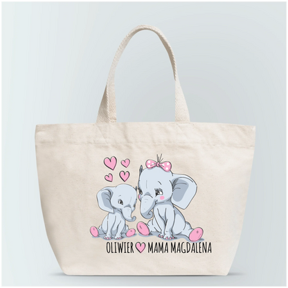 Torba personalizowana dla mamy i dzieci MAMA | motyw ze słonikami #567
