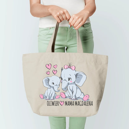 Torba personalizowana dla mamy i dzieci MAMA | motyw ze słonikami #567