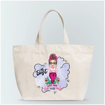 Torba personalizowana dla mamy THE BEST SUPER MAMA | zabawny motyw #2888