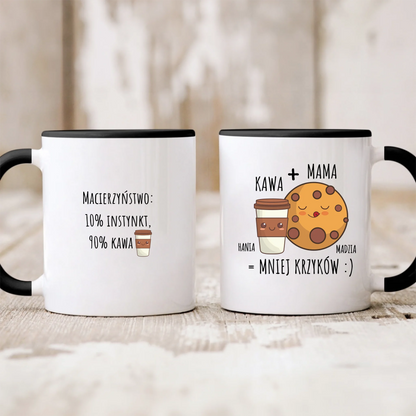 Kubek personalizowany dla mamy KAWA + MAMA = MNIEJ KRZYKÓW | motyw dla kawosza #457