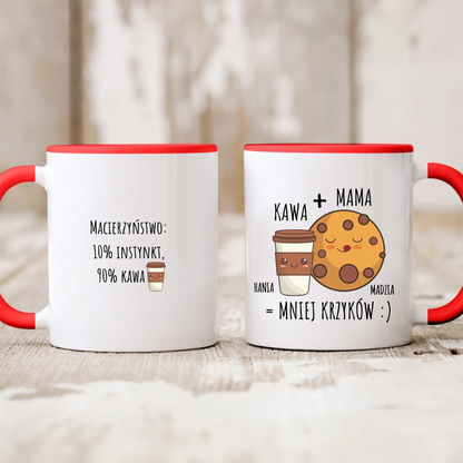 Kubek personalizowany dla mamy KAWA + MAMA = MNIEJ KRZYKÓW | motyw dla kawosza #457
