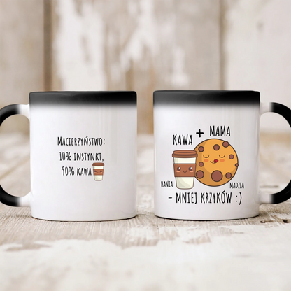 Kubek personalizowany dla mamy KAWA + MAMA = MNIEJ KRZYKÓW | motyw dla kawosza #457