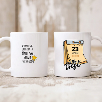 Kubek personalizowany dla mamy W TYM DNIU URODZIŁA SIĘ NAJLEPSZA MAMA | urodzinowy motyw #222