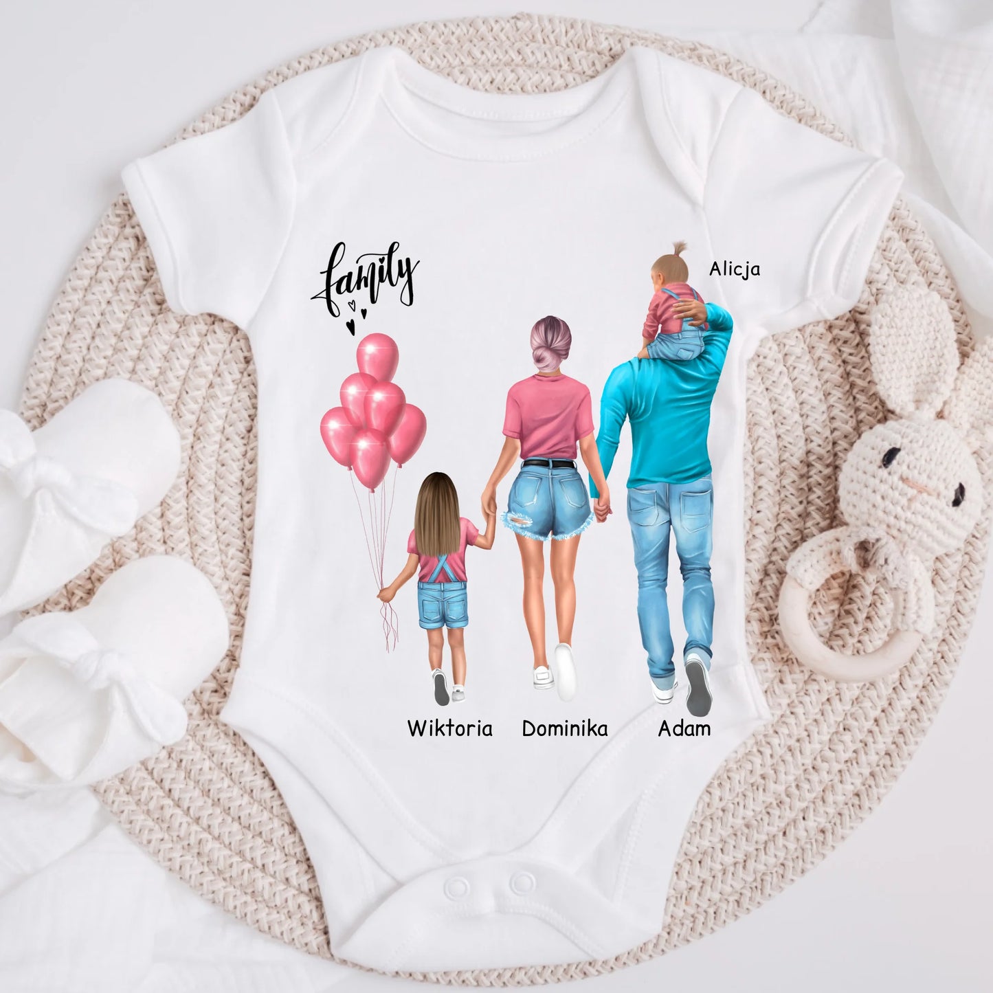 Koszulka rodzinna 2 os. dorosłe i 1-2 dzieci - Personalizowana #P23
