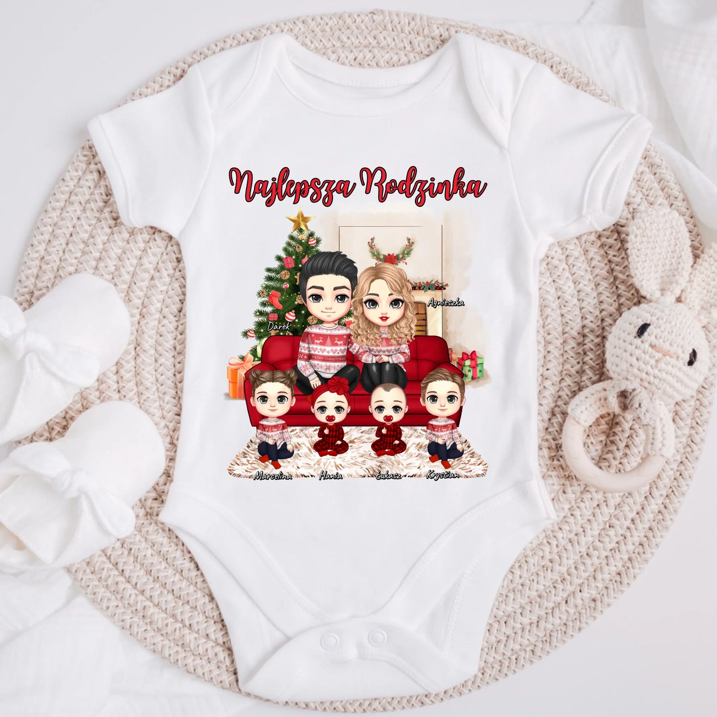 Koszulka świąteczna dla rodziny 1-4 dzieci - Personalizowana - Prezent na święta #5481