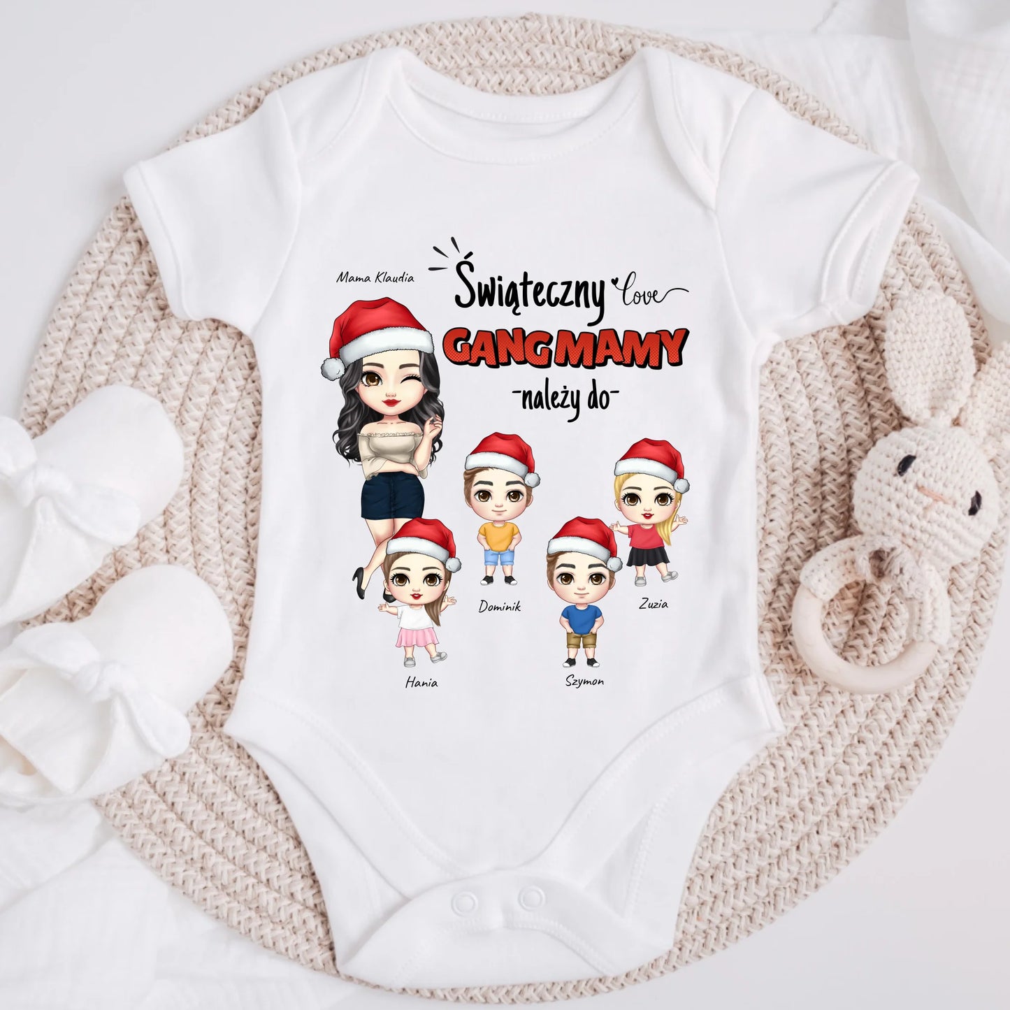 Koszulka świąteczna dla rodziny 1-4 dzieci - Personalizowana - Prezent na święta (świąteczny gang mamy) #58876