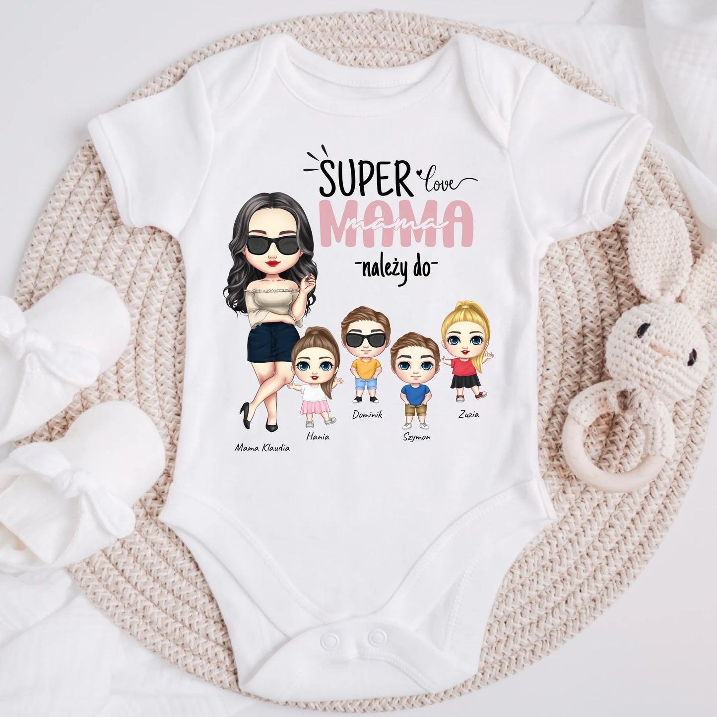 Koszulka dla mamy + 1-4 dzieci - Personalizowana (rodzinna - super mama) #254