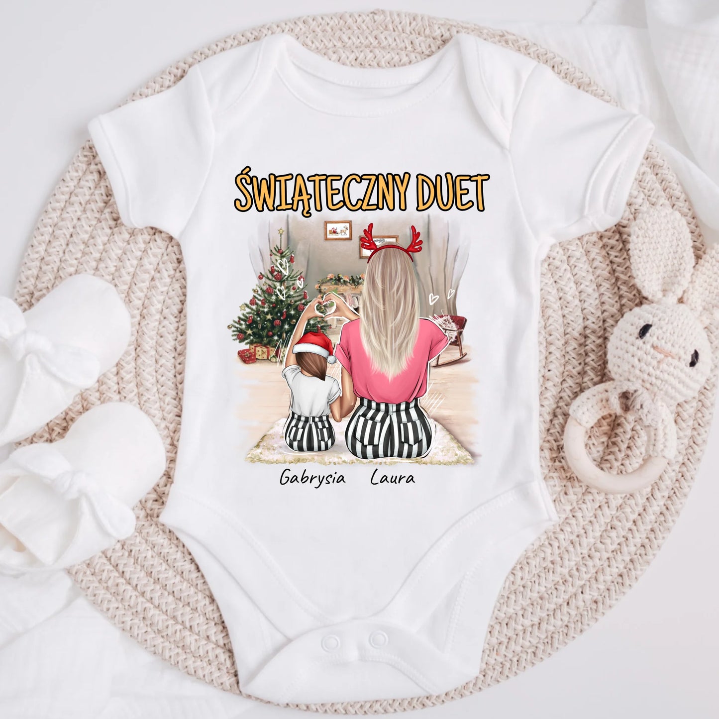Koszulka świąteczna dla rodziny - mama i dziecko - Personalizowana - Prezent na święta #5002