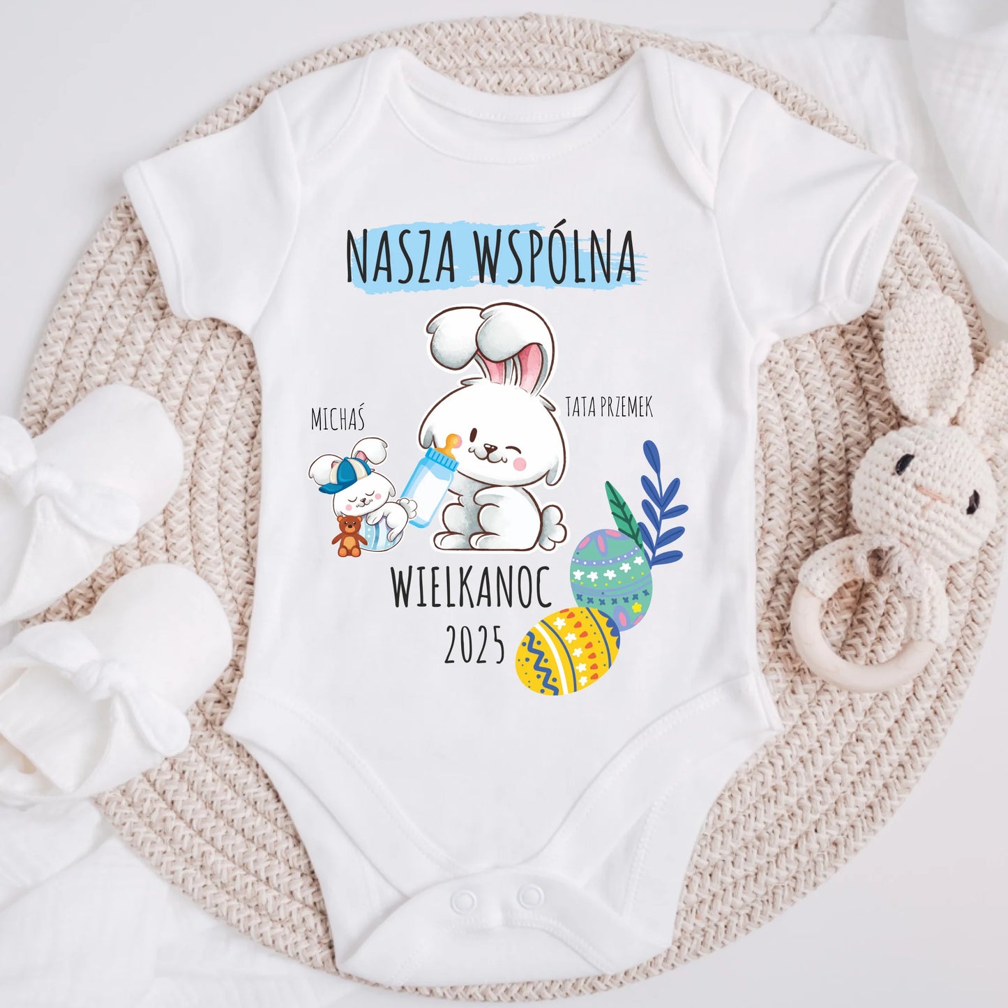 Koszulka ze wzorem tata i dziecko - Prezent na Wielkanoc - Personalizowana #2781