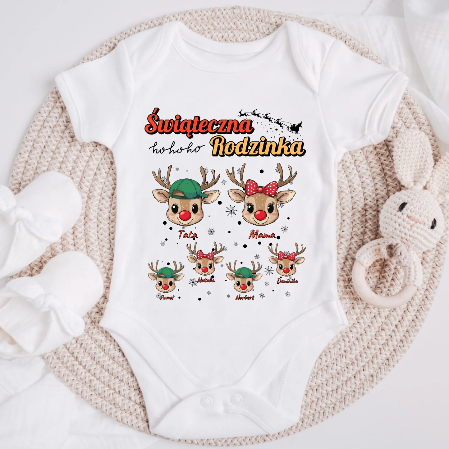 Koszulka świąteczna dla rodziny 1-4 dzieci - Personalizowana - Prezent na święta #942