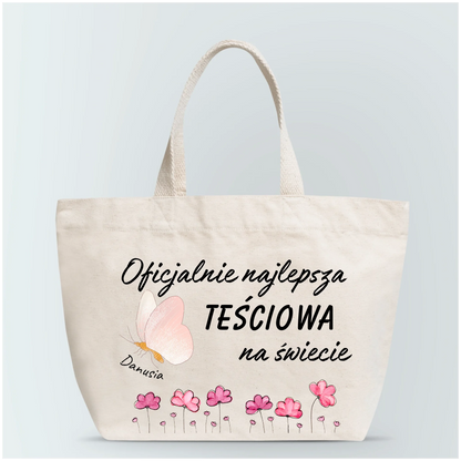 Torba personalizowana OFICJALNIE NAJLEPSZA TEŚCIOWA NA ŚWIECIE | rodzinny motyw #2166