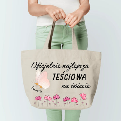 Torba personalizowana OFICJALNIE NAJLEPSZA TEŚCIOWA NA ŚWIECIE | rodzinny motyw #2166