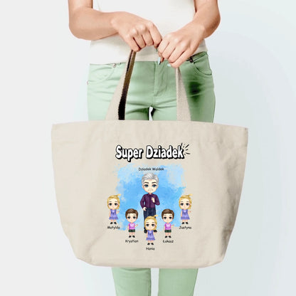 Torba personalizowana dla dziadka z wnukami SUPER DZIADEK | rodzinny motyw #5