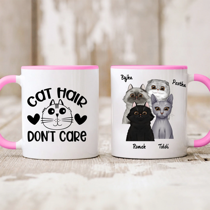 Kubek personalizowany dla właściciela kota CAT HAIR DON'T CARE | z personalizacją imion #3
