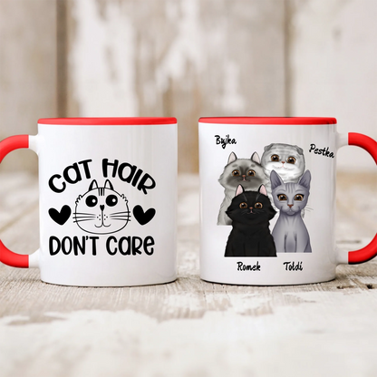 Kubek personalizowany dla właściciela kota CAT HAIR DON'T CARE | z personalizacją imion #3