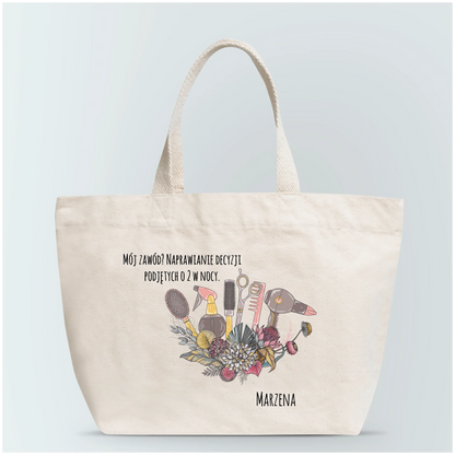 Torba personalizowana dla fryzjerki NAPRAWIANIE DECYZJI | zabawny motyw #133