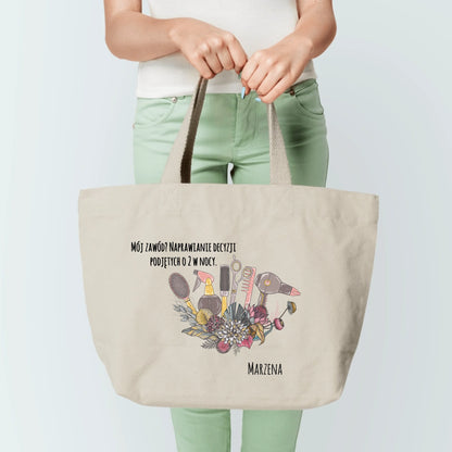 Torba personalizowana dla fryzjerki NAPRAWIANIE DECYZJI | zabawny motyw #133