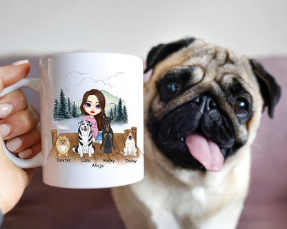 Kubek personalizowany dla właścicielki psów | motyw lasem #2