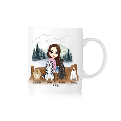 Kubek personalizowany dla właścicielki psów | motyw lasem #2