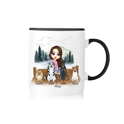 Kubek personalizowany dla właścicielki psów | motyw lasem #2