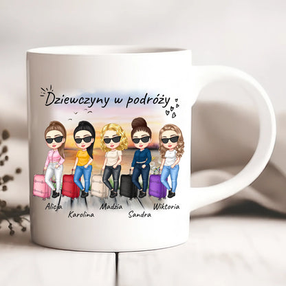 Kubek personalizowany dla przyjaciółek DZIEWCZYNY W PODRÓŻY | wakacyjny motyw #922