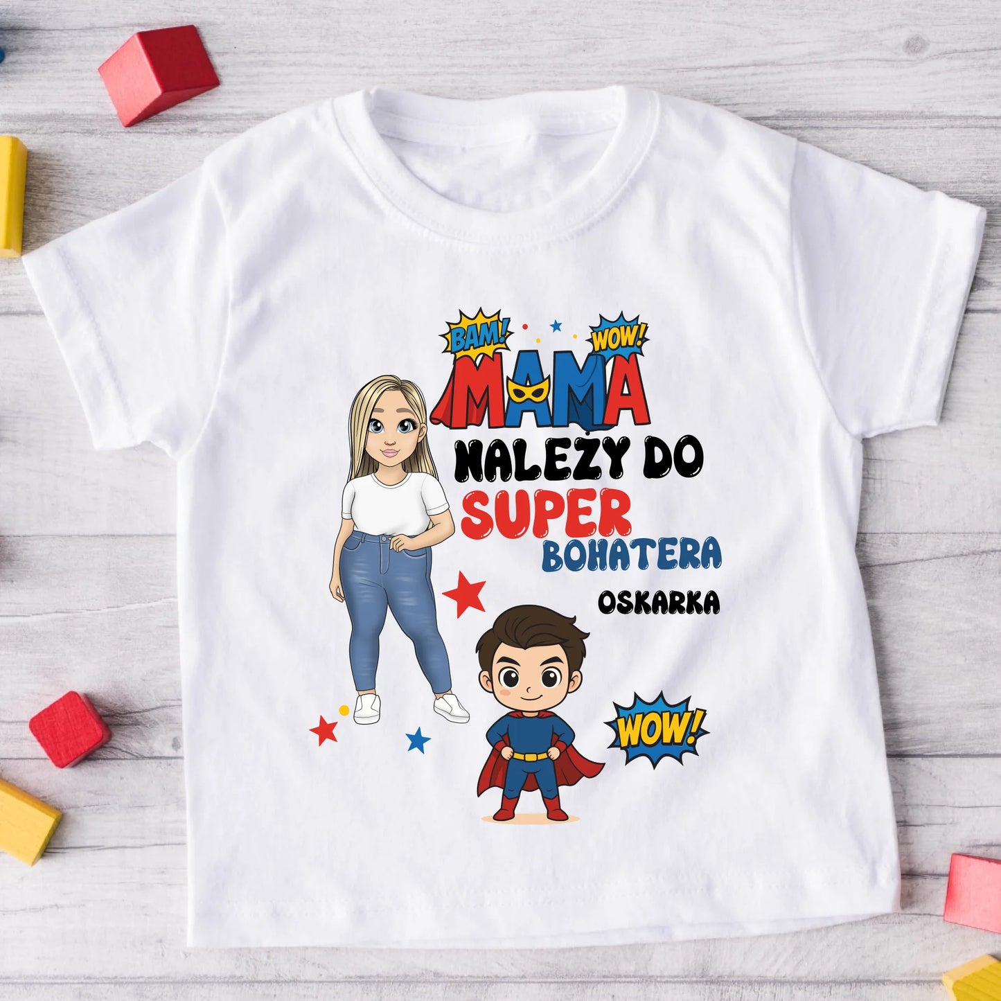 Koszulka superbohater - mama i dziecko - Personalizowana - Prezent na Dzień Matki #567