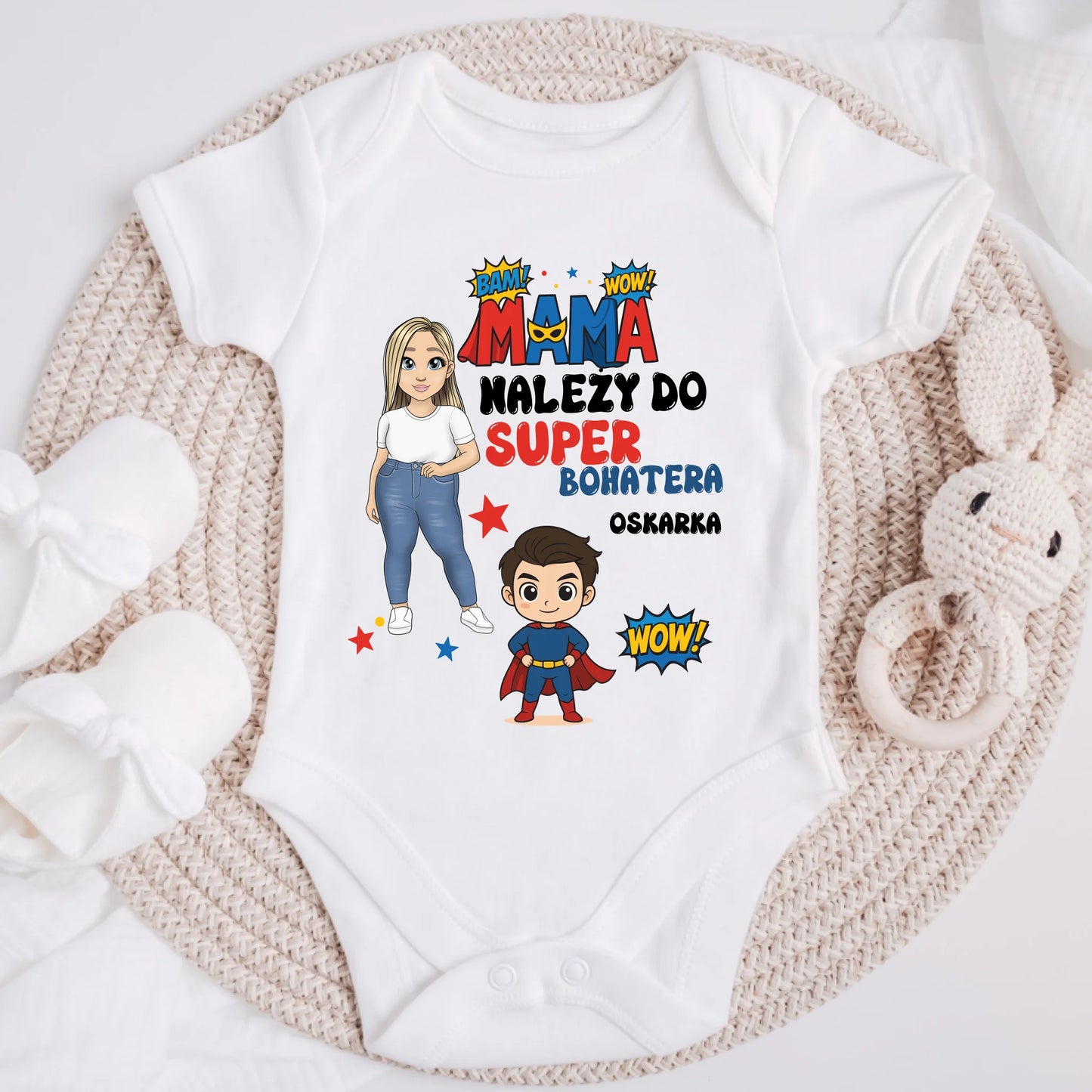 Koszulka superbohater - mama i dziecko - Personalizowana - Prezent na Dzień Matki #567