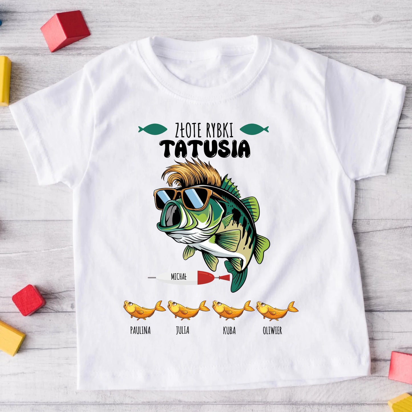 Koszulka dla taty - Rybki Tatusia - Prezent na dzień taty - Personalizowana #221