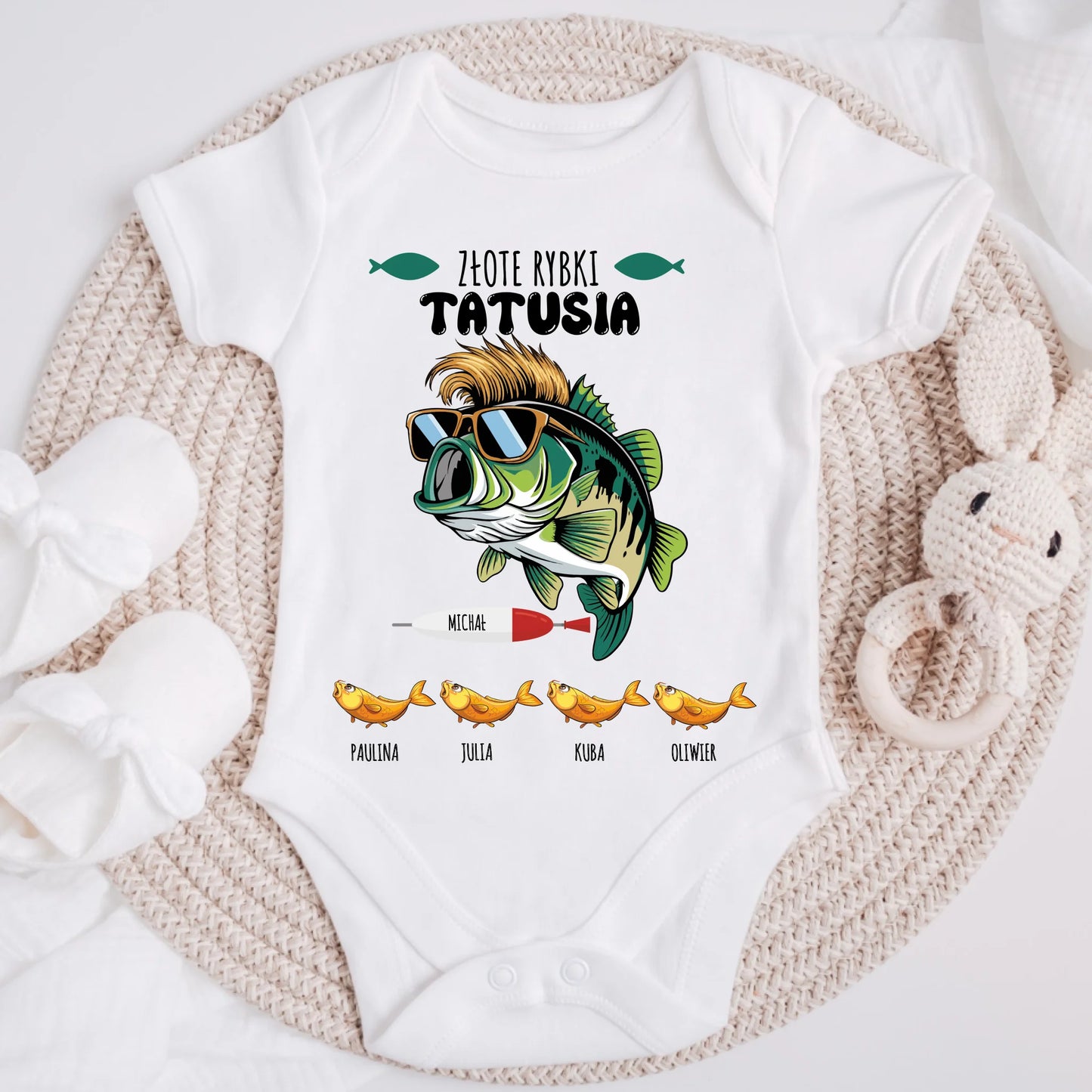 Koszulka dla taty - Rybki Tatusia - Prezent na dzień taty - Personalizowana #221