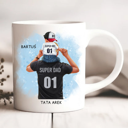 Kubek personalizowany dla taty i dziecka SUPER DAD #3