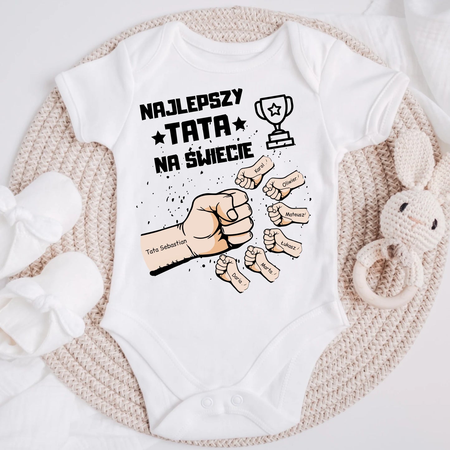 Koszulka ze wzorem tata i 1-6 dzieci - Personalizowana (rodzinna) #4229