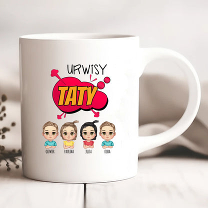 Kubek personalizowany dla taty z dziećmi URWISY | z personalizacją imion #241