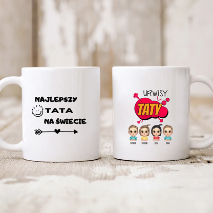 Kubek personalizowany dla taty z dziećmi URWISY | z personalizacją imion #241