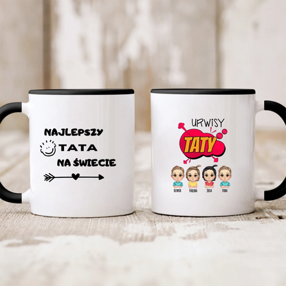 Kubek personalizowany dla taty z dziećmi URWISY | z personalizacją imion #241