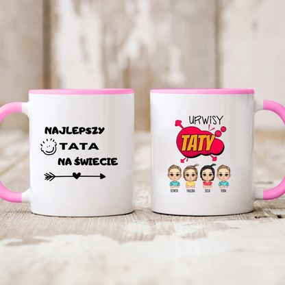 Kubek personalizowany dla taty z dziećmi URWISY | z personalizacją imion #241