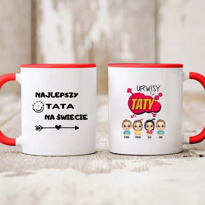 Kubek personalizowany dla taty z dziećmi URWISY | z personalizacją imion #241