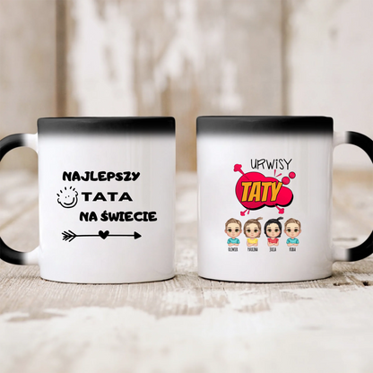 Kubek personalizowany dla taty z dziećmi URWISY | z personalizacją imion #241