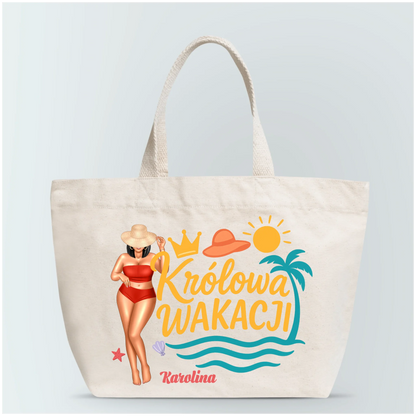 Torba personalizowana KRÓLOWA WAKACJI | wakacyjny motyw plażowy #28