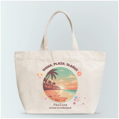 Torba personalizowana WODA, PLAŻA, SŁOŃCE | motyw z zachodem słońca #56799