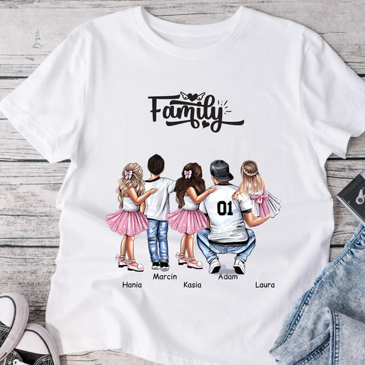 Koszulka dla taty + 1-4 dzieci - Personalizowana (rodzinna) #P8